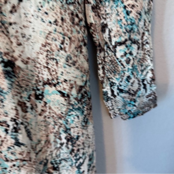 New AFRM Long Sleeve Midi Dress, Aqua All-Over Snake Print, Size Medium - Picture 9 of 16